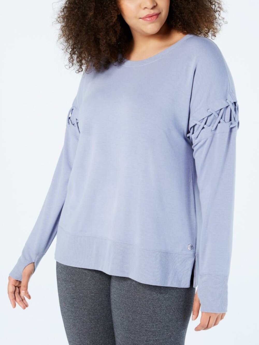 Ideology Womens Activewear Crisscross Sleeve Sweatshirt